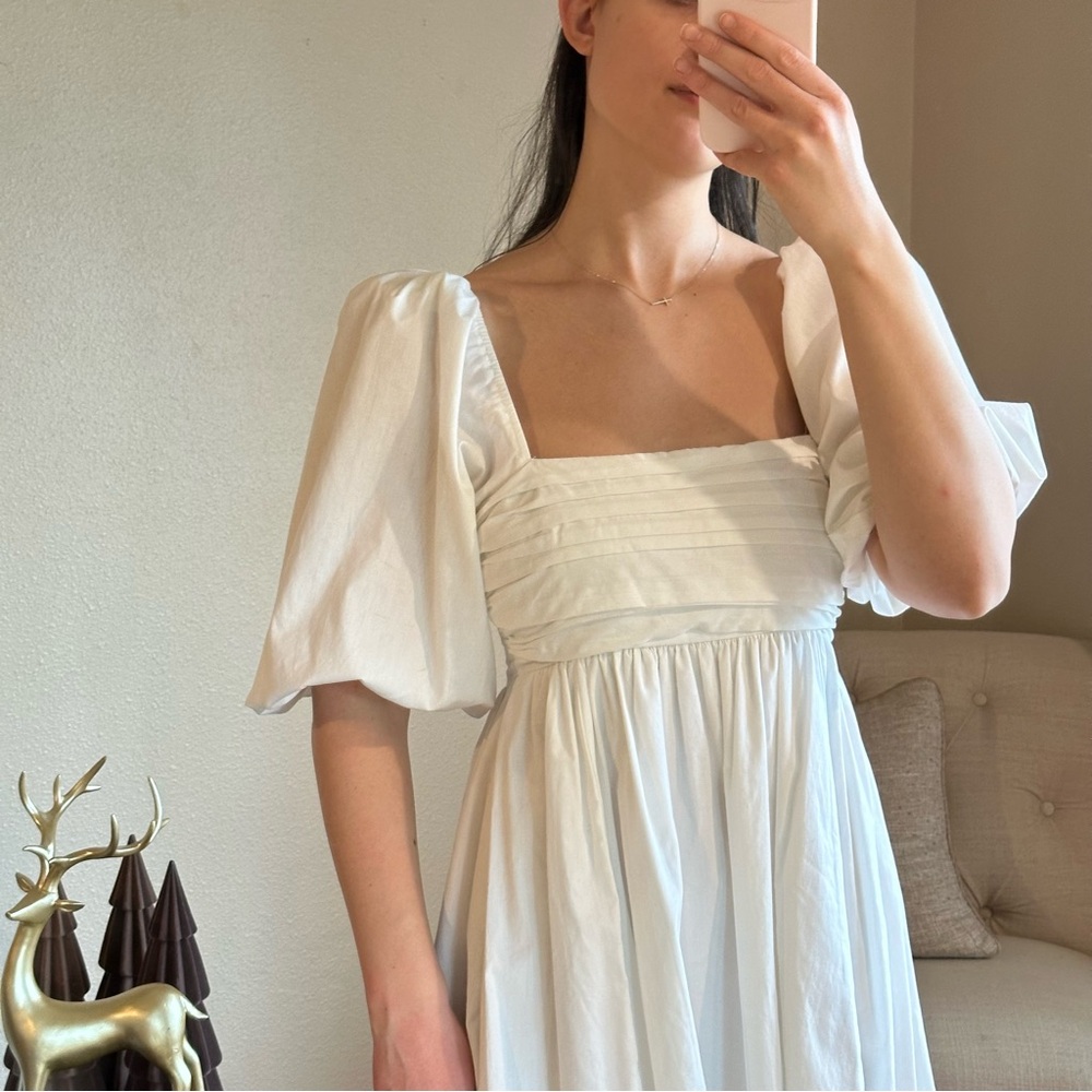 Abercrombie & Fitch White Puff Sleeve Mini Dress - Picture 2 of 8